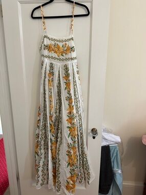 FARM Rio White Maxi Dress with Yellow Floral Print